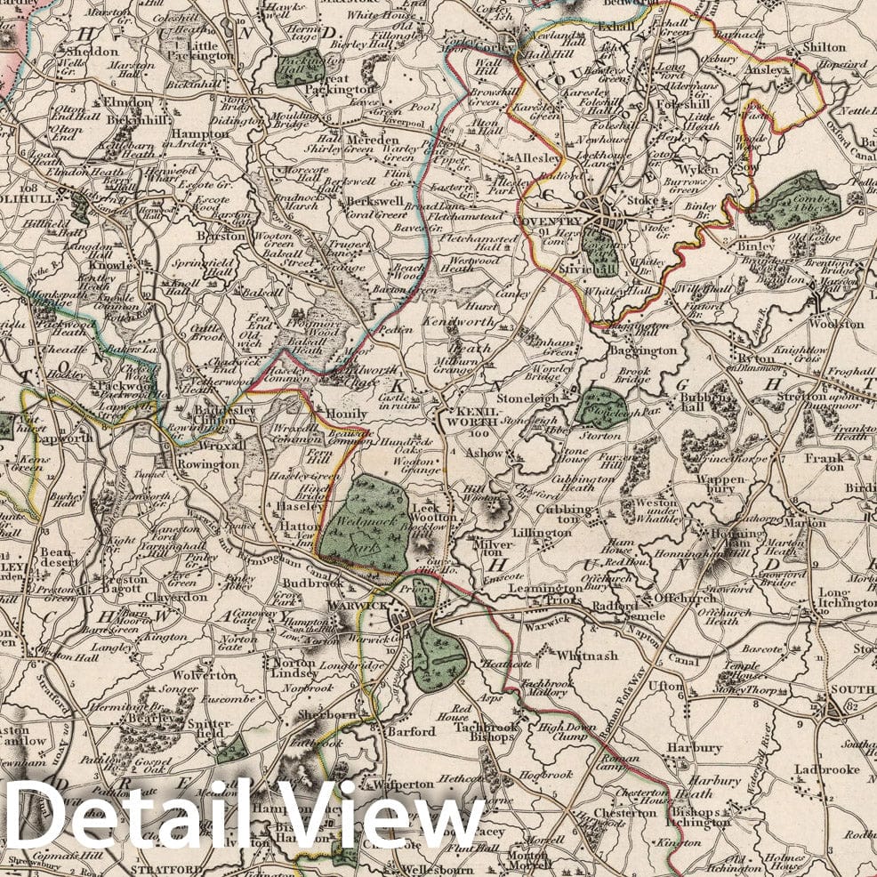 Historic Map : Warwickshire, 1809, Vintage Wall Decor