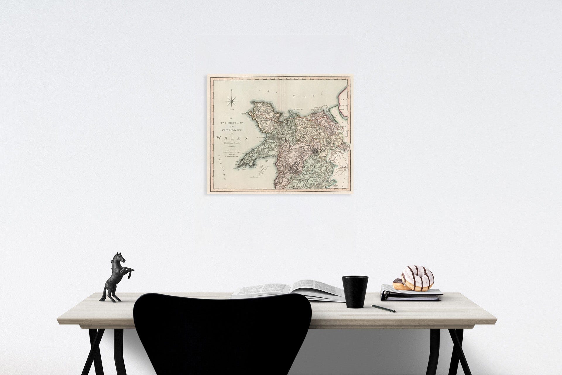 Historic Map : A two sheet map of the principality of Wales. Sheet 1, 1809, Vintage Wall Decor