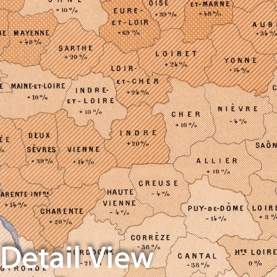 Historic Map : II. Surface ensemencee en cereales par 100 hectares du territoire total en 1882, 1887, Vintage Wall Decor