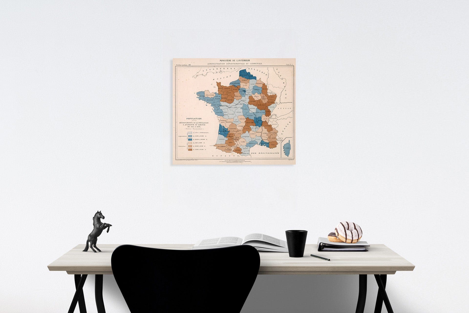 Historic Map : Population ... 1851-1876. Carte No. 1, 1881, Vintage Wall Decor