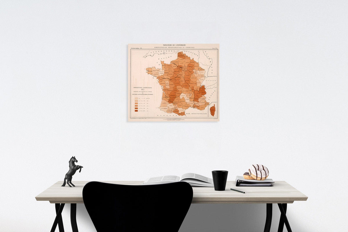 Historic Map : Imposition communales 1877. Carte 6, 1881, Vintage Wall Decor