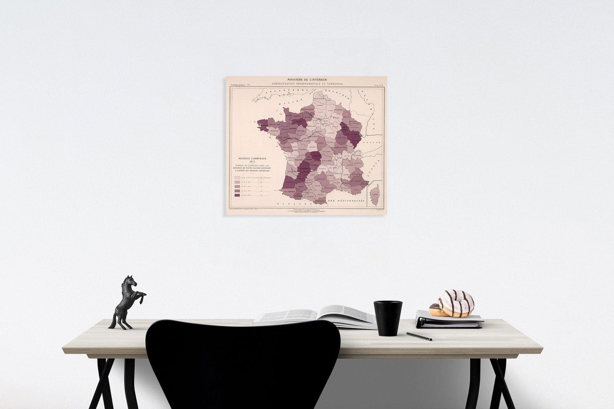 Historic Map : Revenus communaux 1877. Carte 7, 1881, Vintage Wall Decor