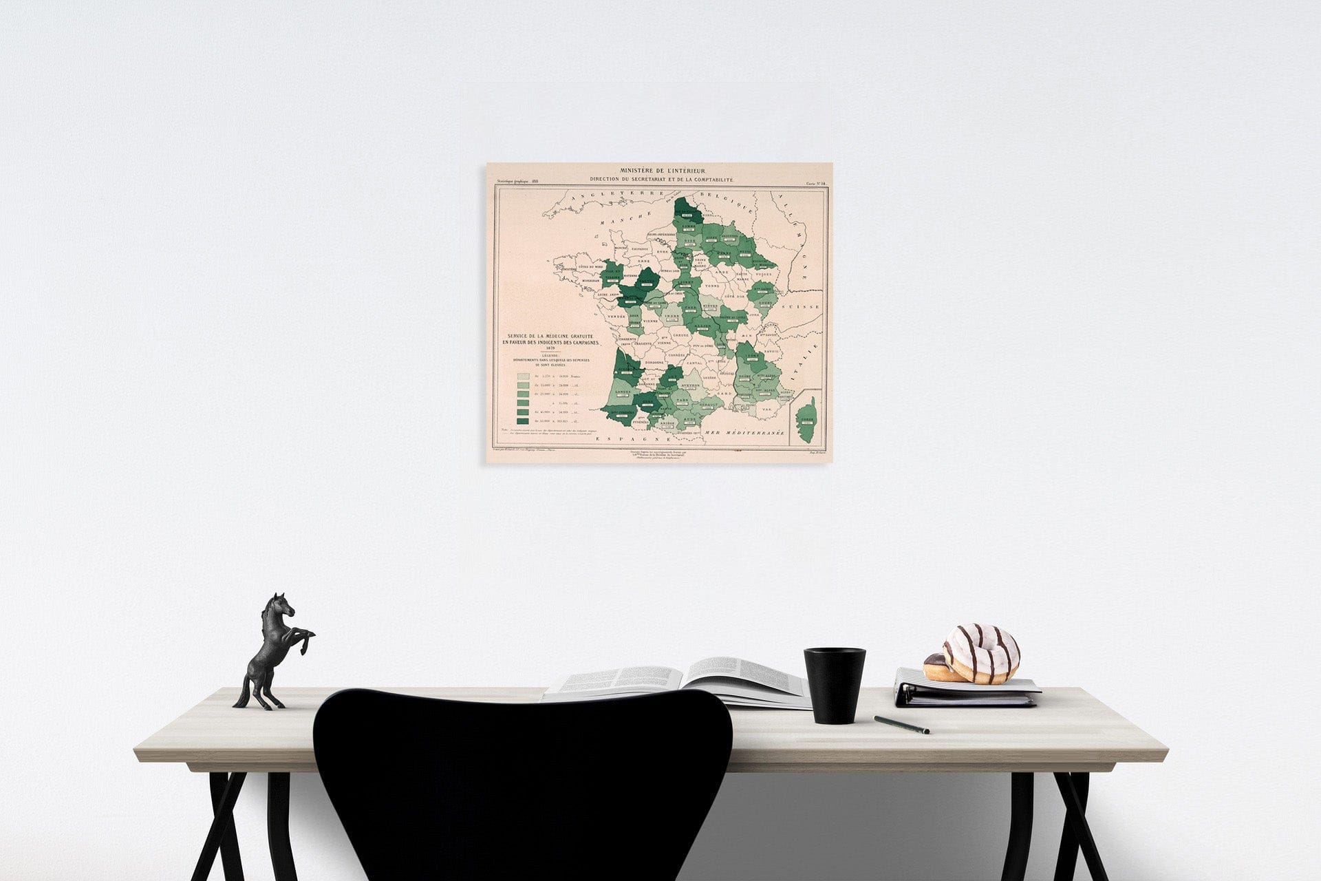 Historic Map : Service de la medeine gratuite en faveur des indigents de campagnes. 1879. Carte 14, 1881, Vintage Wall Decor