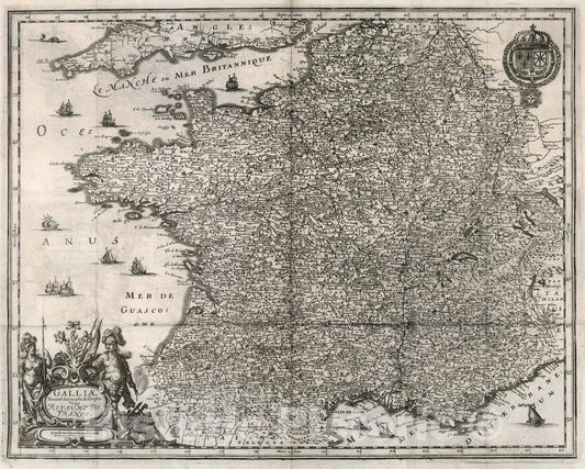 Historic Map : V. 1. Galliae Nova et Accurata descriptio Vulgo Royaume De France, 1663, Vintage Wall Decor