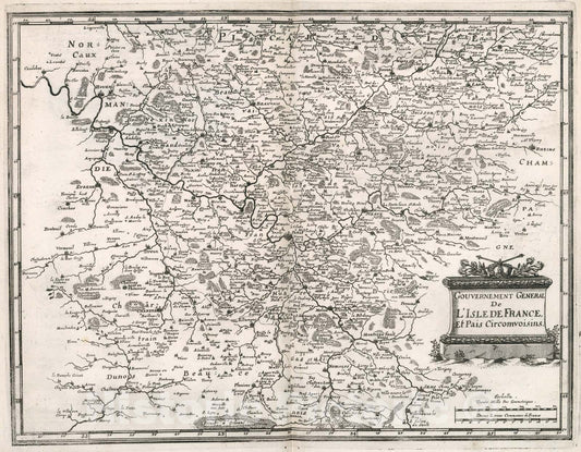 Historic Map : V. 1. Gouvernement General de L'Isle de France, 1663, Vintage Wall Decor