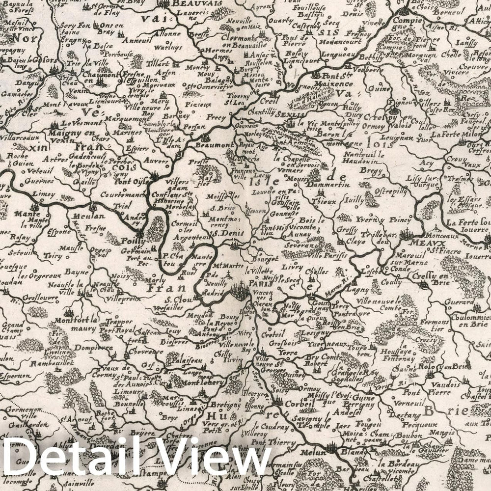 Historic Map : V. 1. Gouvernement General de L'Isle de France, 1663, Vintage Wall Decor
