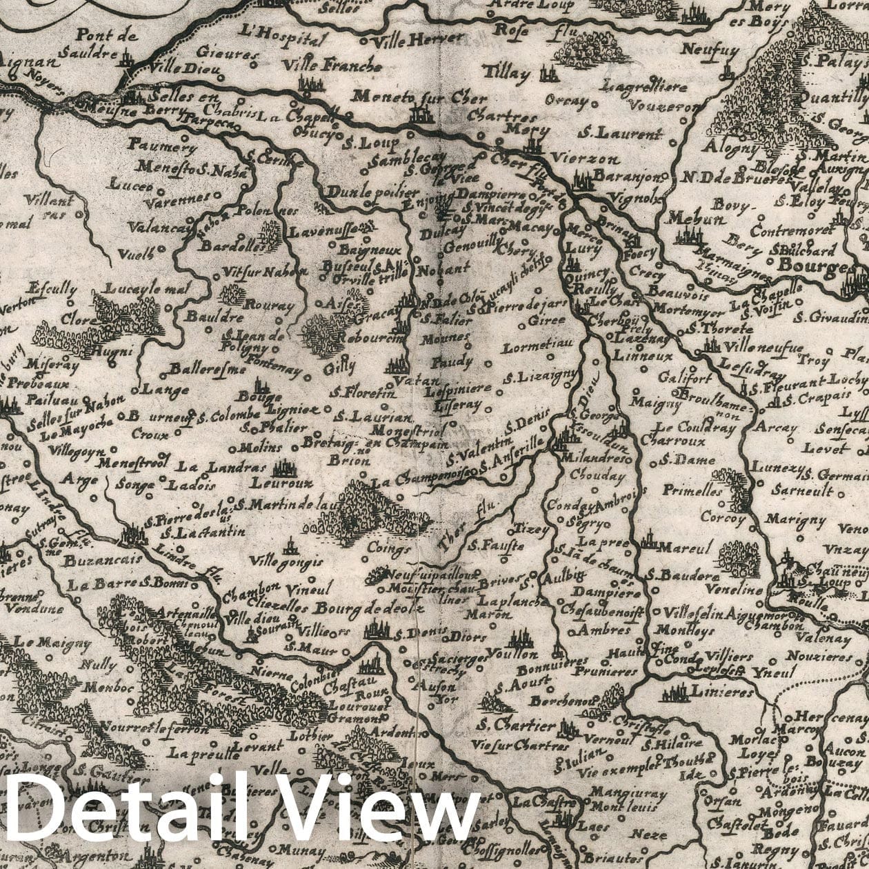 Historic Map : V. 3. Bituricum Ducatus = Duche de Berri, 1663, Vintage Wall Decor