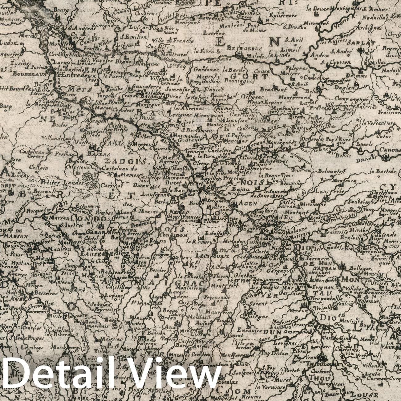 Historic Map : V. 4. Gouvernement General de Guienne et Gascogne, 1663, Vintage Wall Decor
