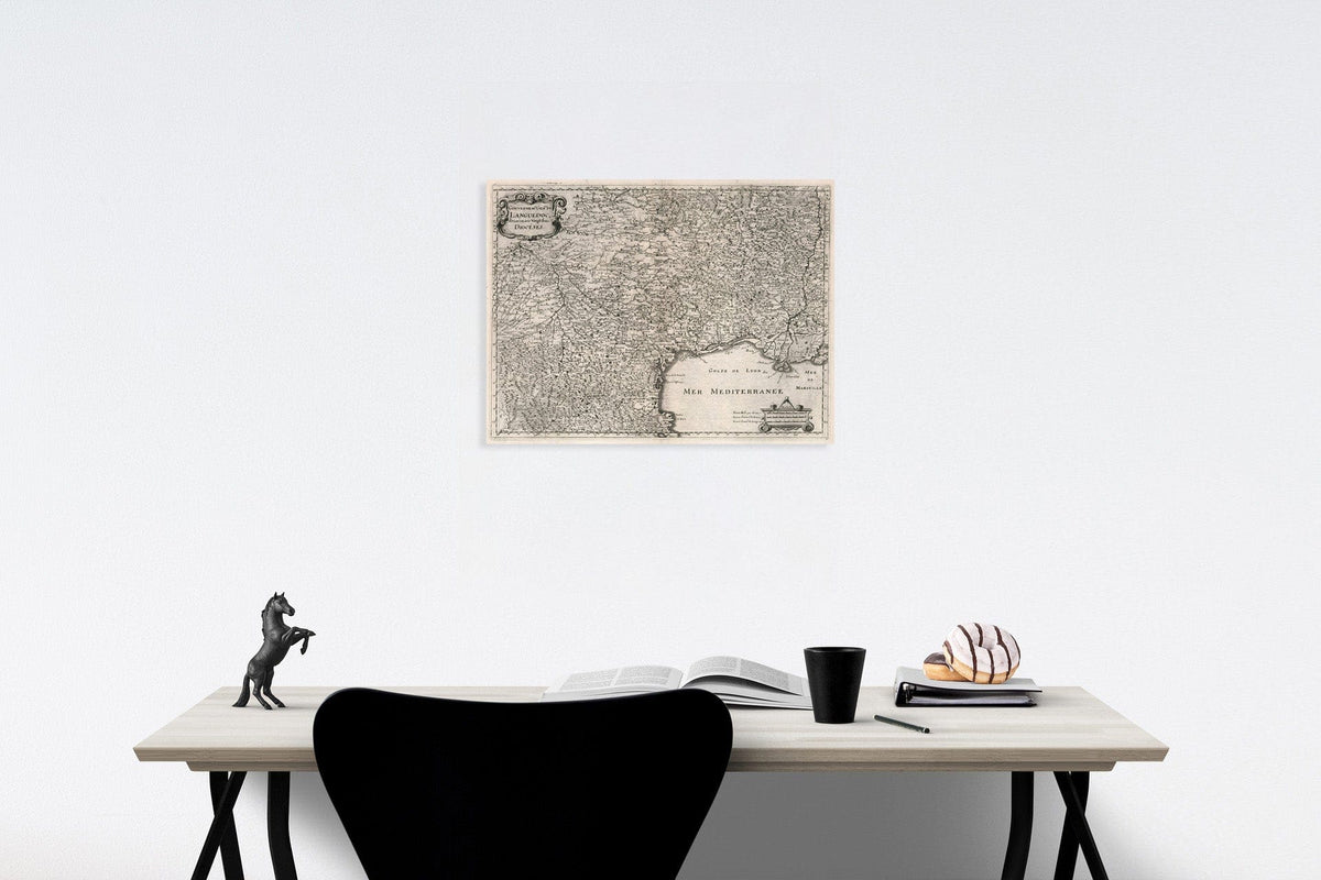 Historic Map : V. 4. Gouvernemt Genral du Languedoc, 1663, Vintage Wall Decor