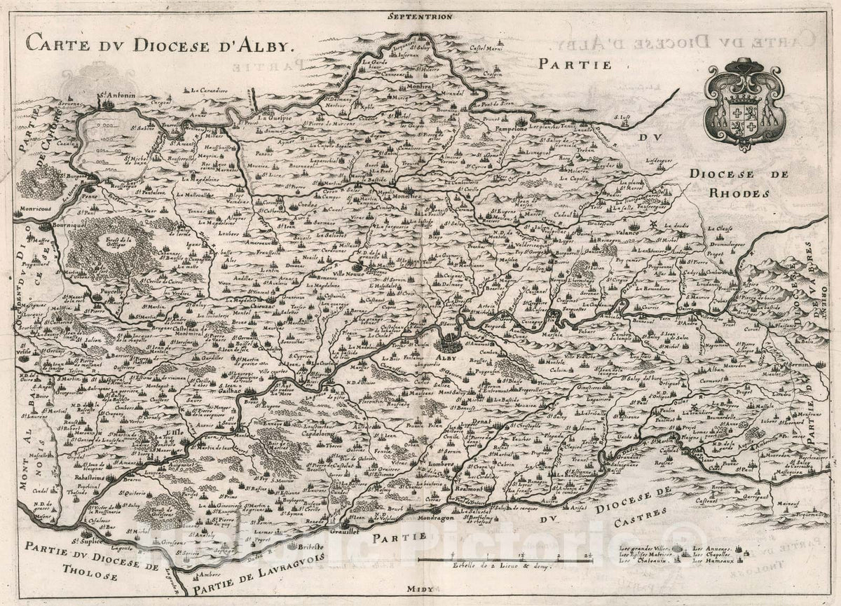 Historic Map : V. 4. Carte du Diocese d'Alby, 1663, Vintage Wall Decor