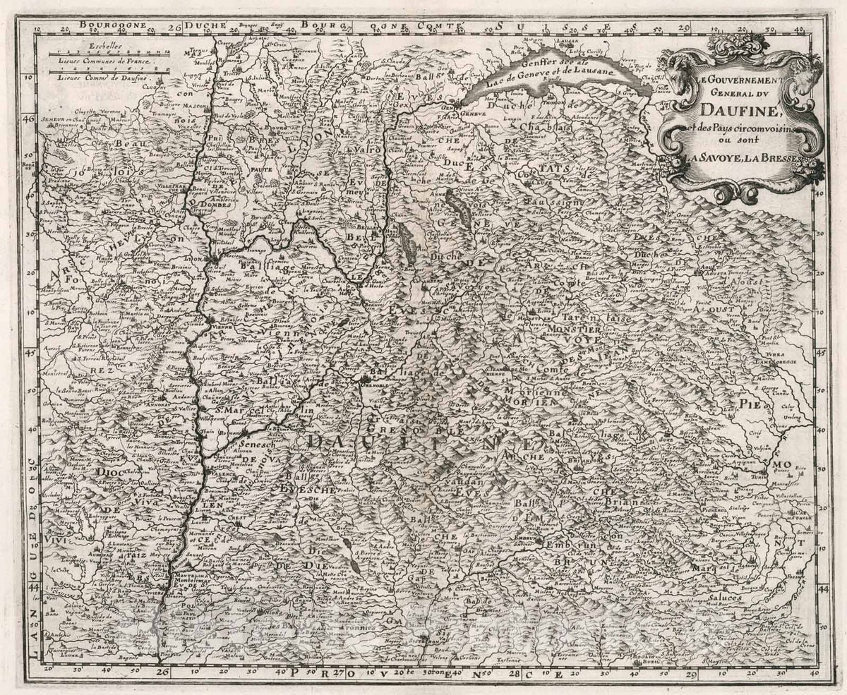 Historic Map : V. 4. Le Gouvernement General Du Daufine, 1663, Vintage Wall Decor