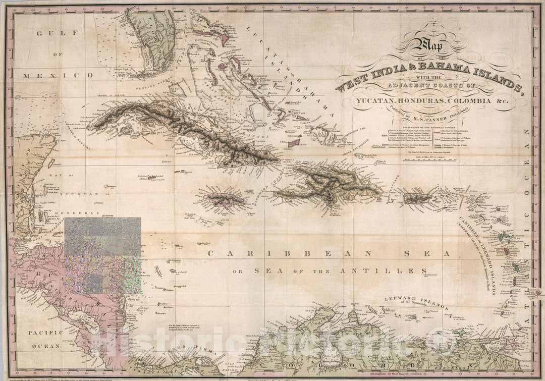 Historic Map : Map of the West India & Bahama Islands, 1831, Vintage Wall Decor