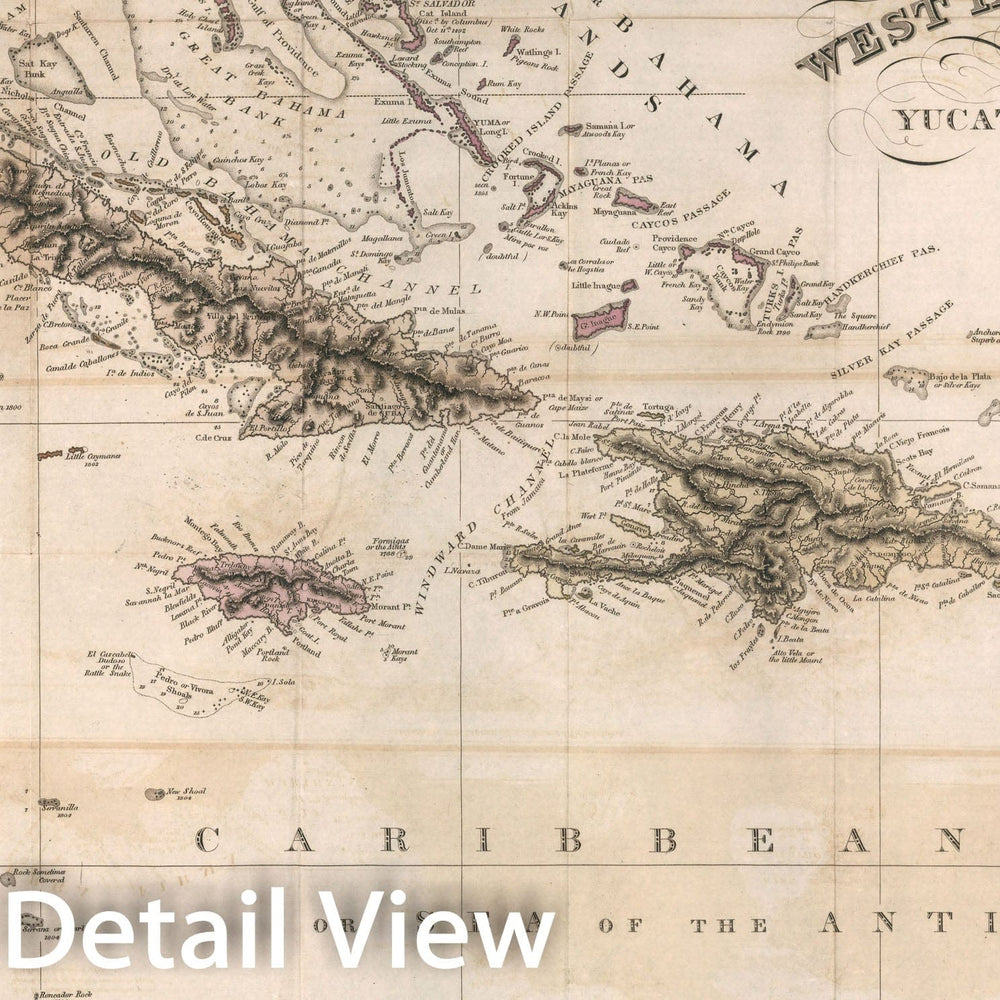 Historic Map : Map of the West India & Bahama Islands, 1831, Vintage Wall Decor