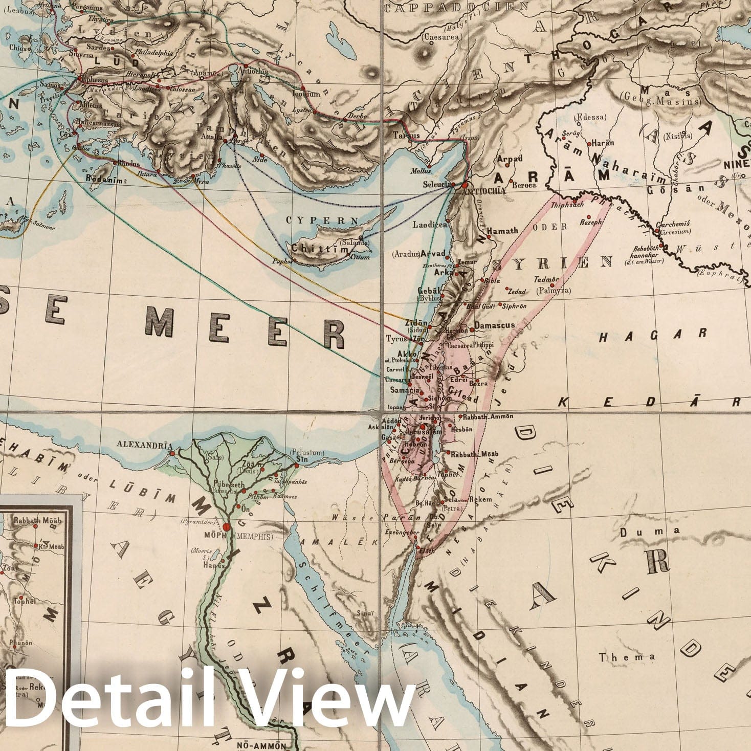 Historic Map : Wandkarte zur Erlauterung der biblischen Erdkunde alten und neuen Testaments, 1872, Vintage Wall Decor