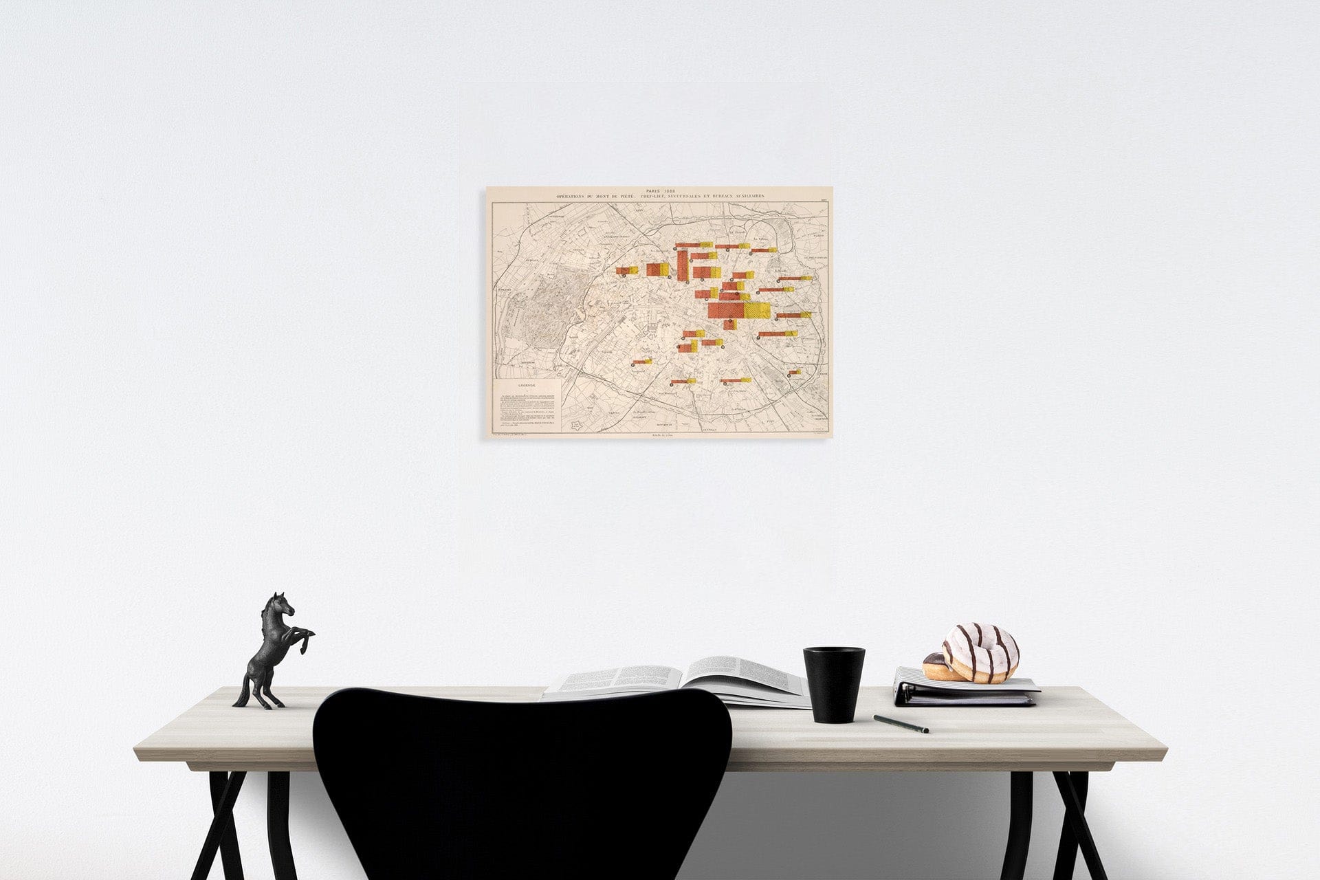 Historic Map : Paris 1888 : Operations du Mont de Piete, 1889, Vintage Wall Decor