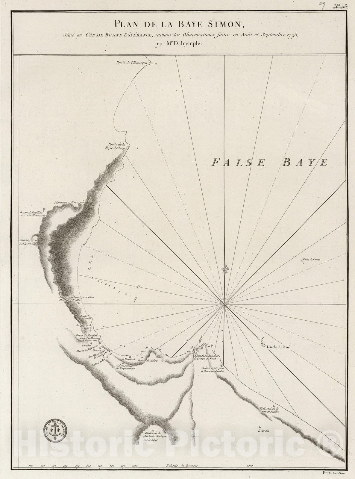 Historic Map : Plan de la Baye Simon, Situe au Cap de Bonne Esperance, 1810, Vintage Wall Decor