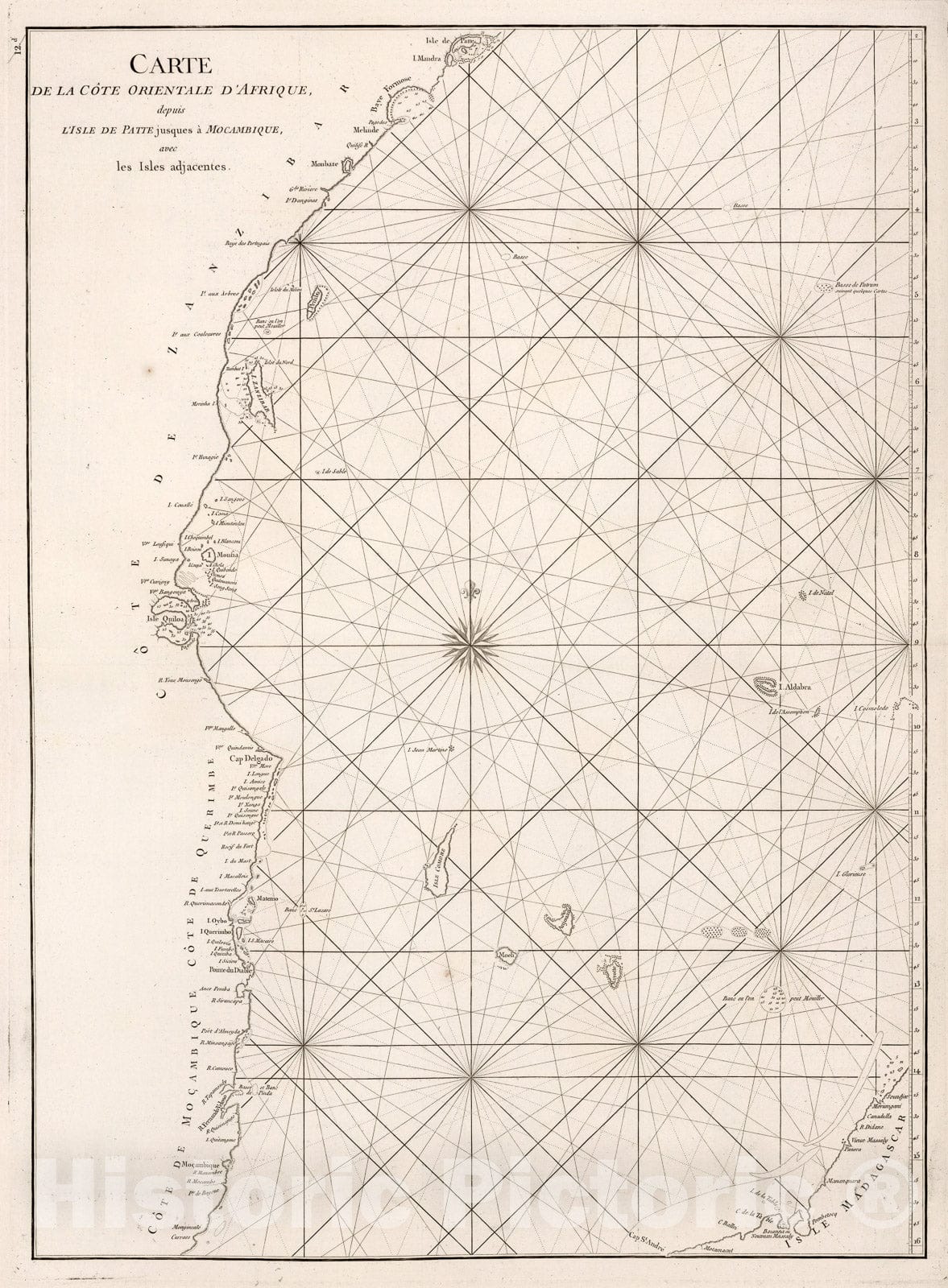 Historic Map : Carte De La Cote Orientale D'Afrique, 1810, Vintage Wall Decor