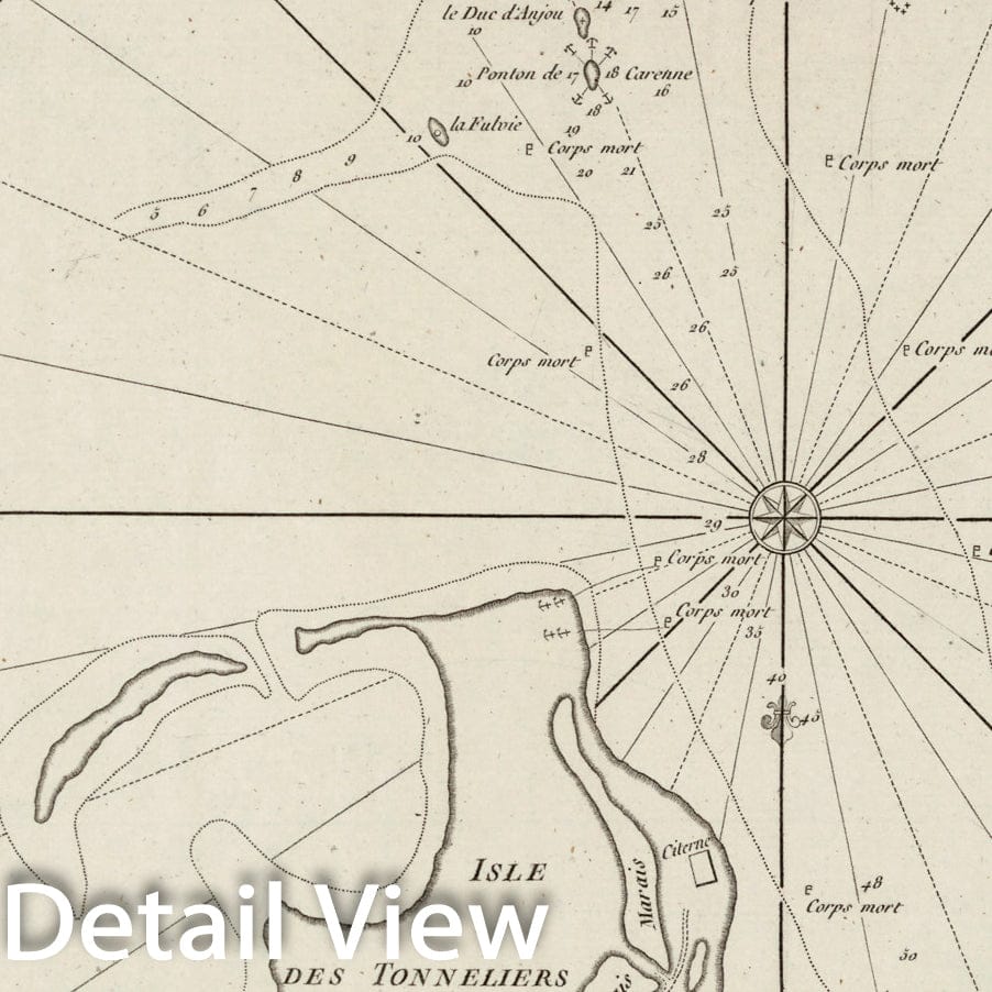 Historic Map : Plan du Port Louis de l'Isle de France, 1810, Vintage Wall Decor