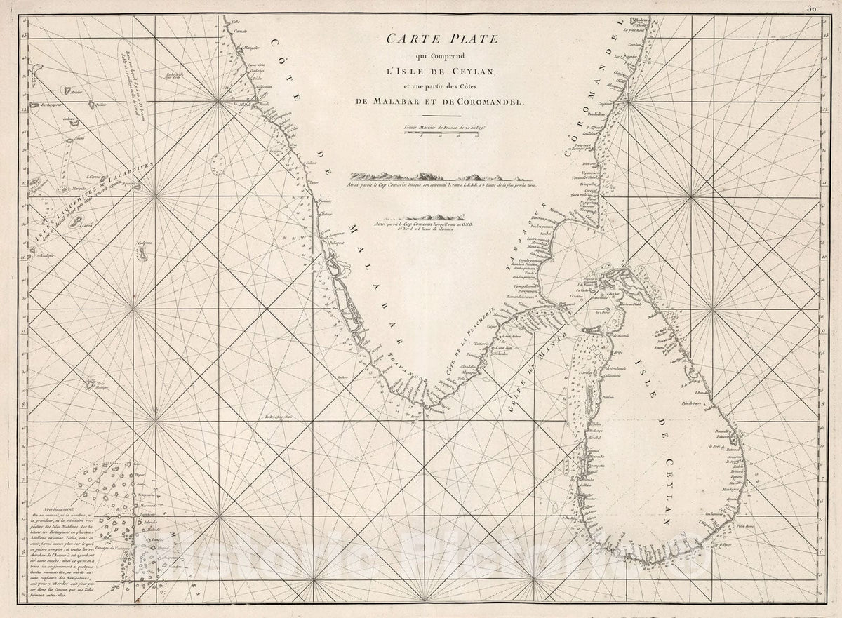 Historic Map : Carte plate qui comprend l'Isle de Ceylan, 1810, Vintage Wall Decor