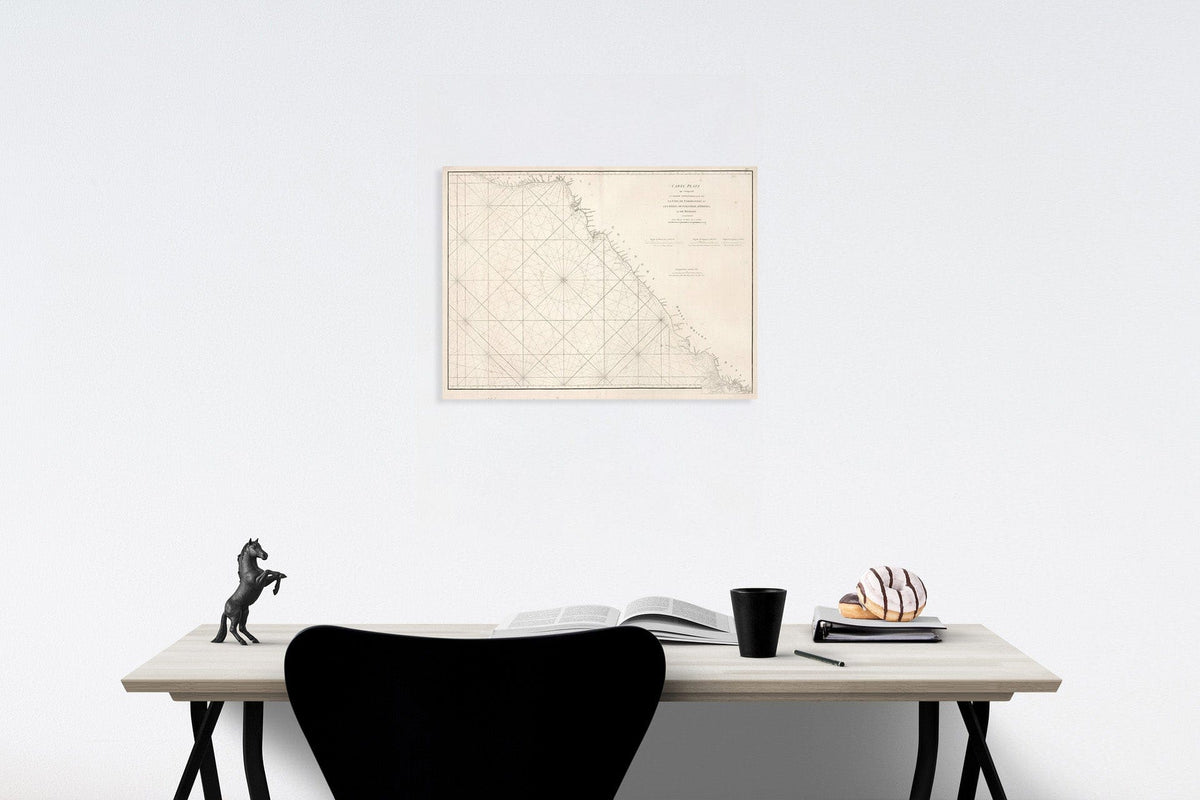 Historic Map : Carte plate qui comprend la partie Septentrionale de la Cote de Coromandel, 1810, Vintage Wall Decor