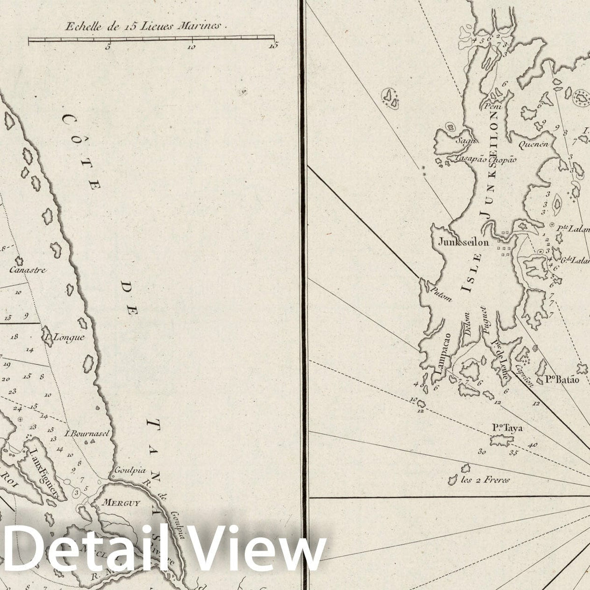 Historic Map : Plan de l'Archipel de Merguy. Plan de l'Isle Junkseilon, 1810, Vintage Wall Decor
