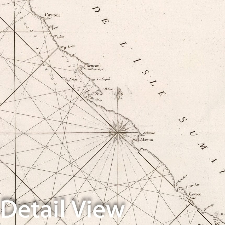 Historic Pictoric Map : Carte Cote Occidentale de l'Isle Sumatra, 1810, Vintage Wall Art