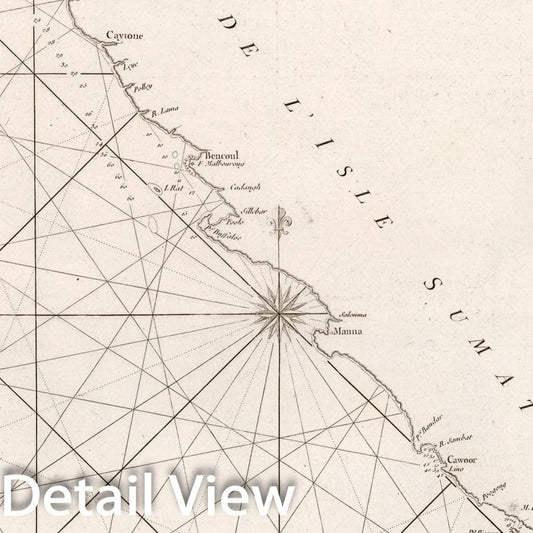 Historic Pictoric Map : Carte Cote Occidentale de l'Isle Sumatra, 1810, Vintage Wall Art