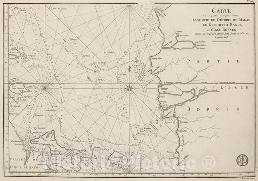 Historic Map : Carte de la partie comprise entre La Sortie Du Detroit De Malac, 1810, Vintage Wall Decor