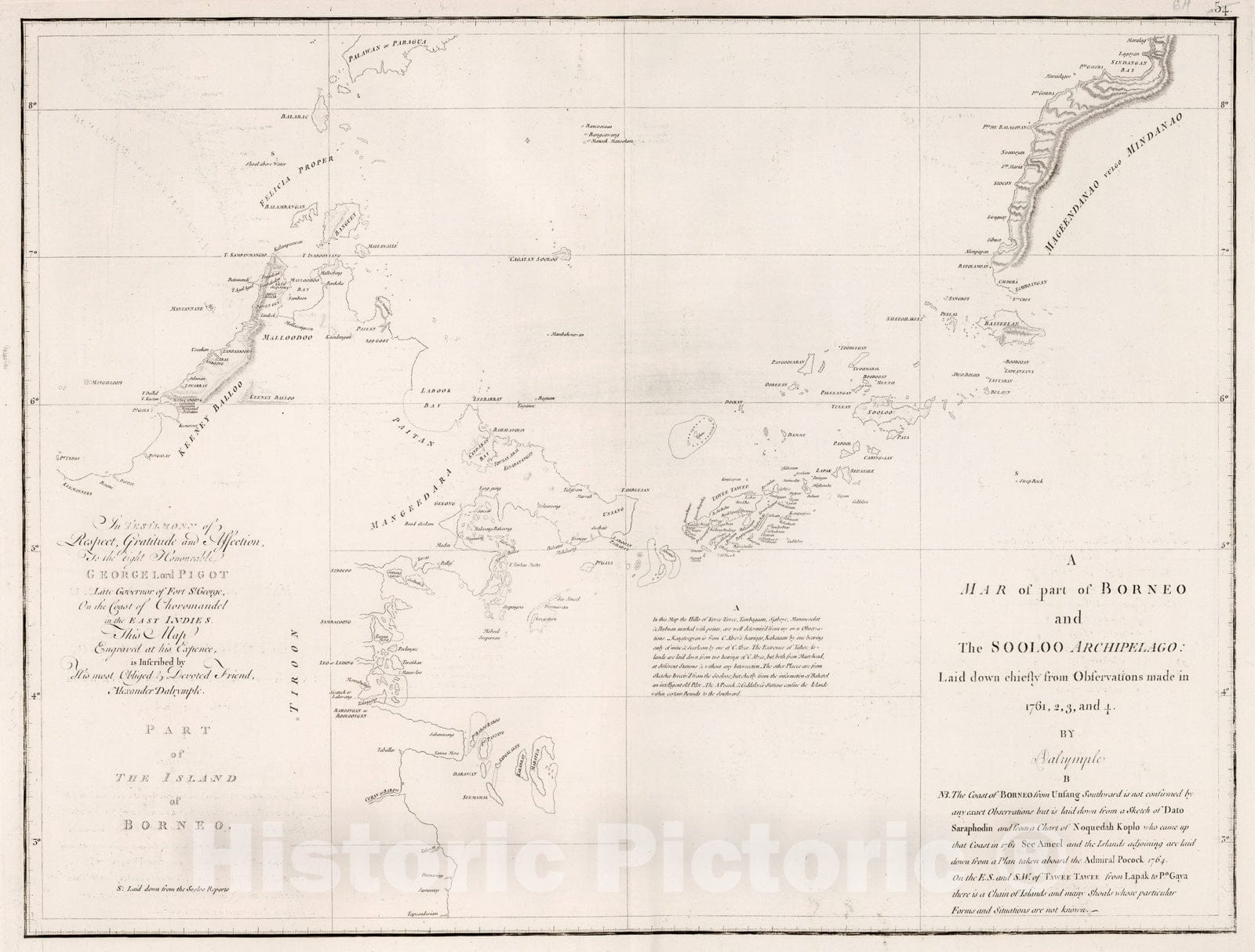Historic Map : A Mar of part of Boneo and the Sooloo archipellago, 1810, Vintage Wall Decor