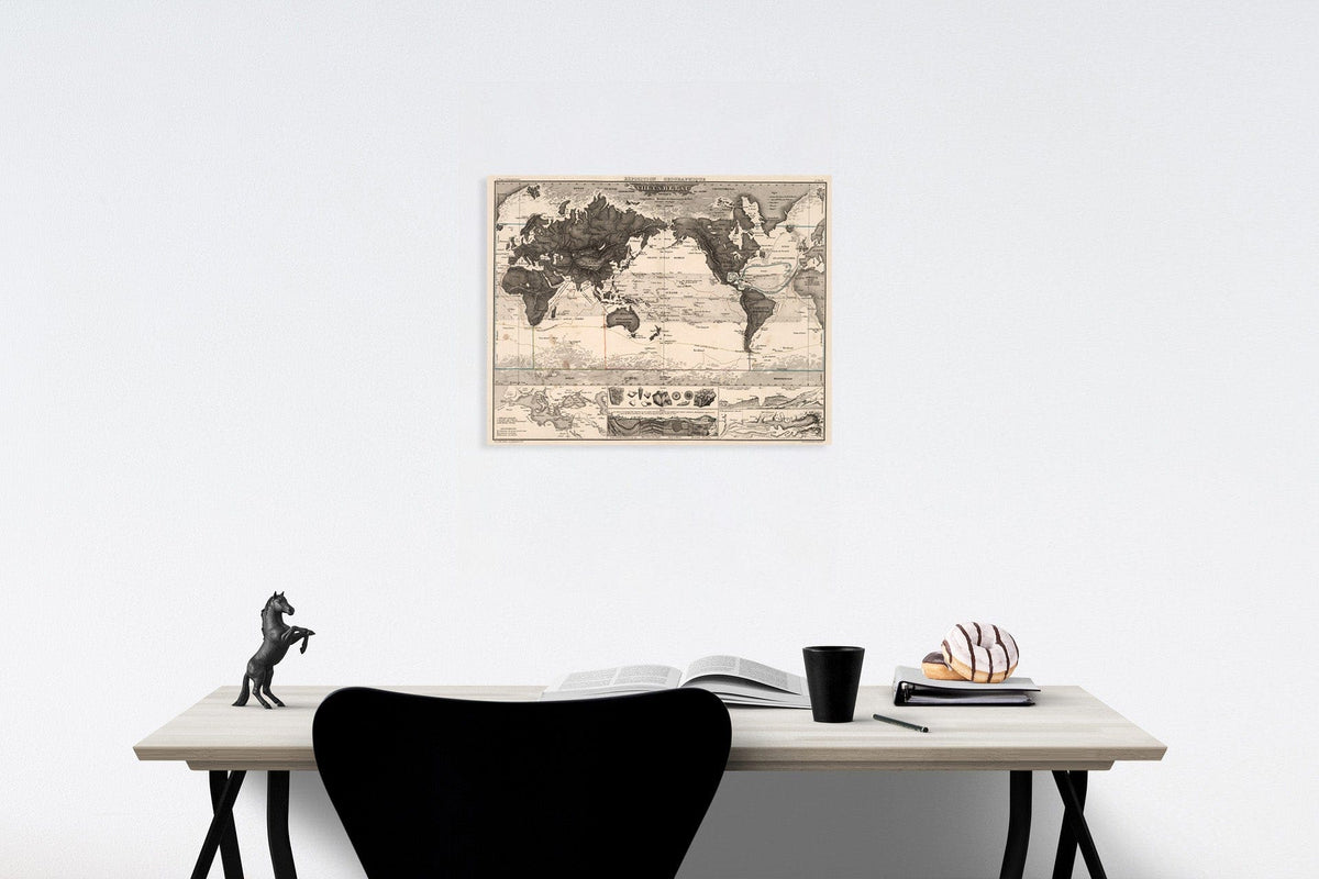 Historic Map : Exposition geographique VIII Tableau : Geographie, physique du Globe, 1839, Vintage Wall Decor
