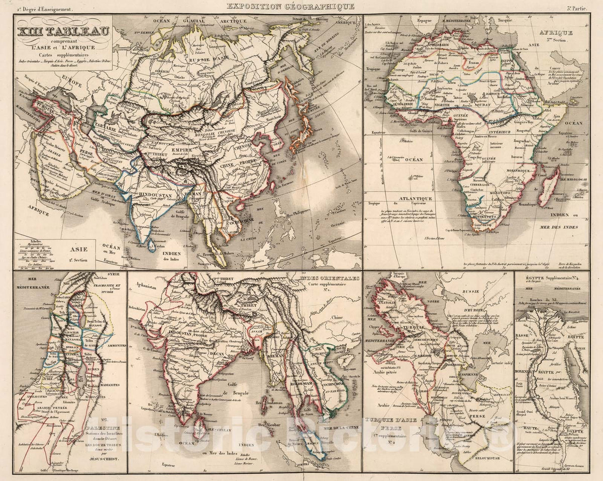 Historic Map : Exposition geographique XIII Tableau : Comprenant L'Asie et l'Afrique, 1839, Vintage Wall Decor