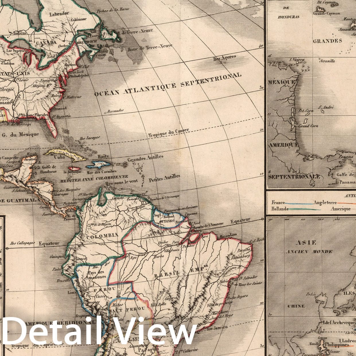 Historic Map : Exposition geographique XIV Tableau : Amerique, 1839, Vintage Wall Decor