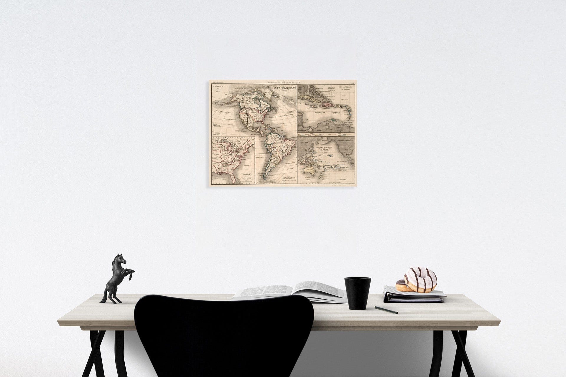 Historic Map : Exposition geographique XIV Tableau : Amerique, 1839, Vintage Wall Decor
