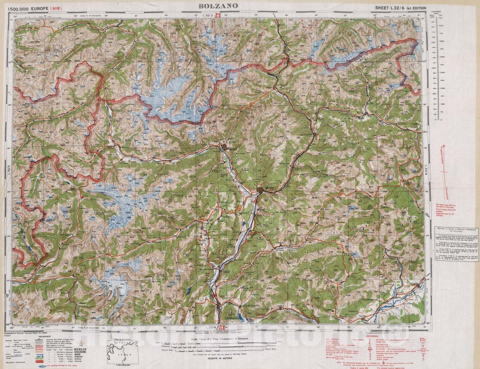 Historic Map : Bolzano. Sheet L. 32/6 1st. Edition, 1944, Vintage Wall Decor