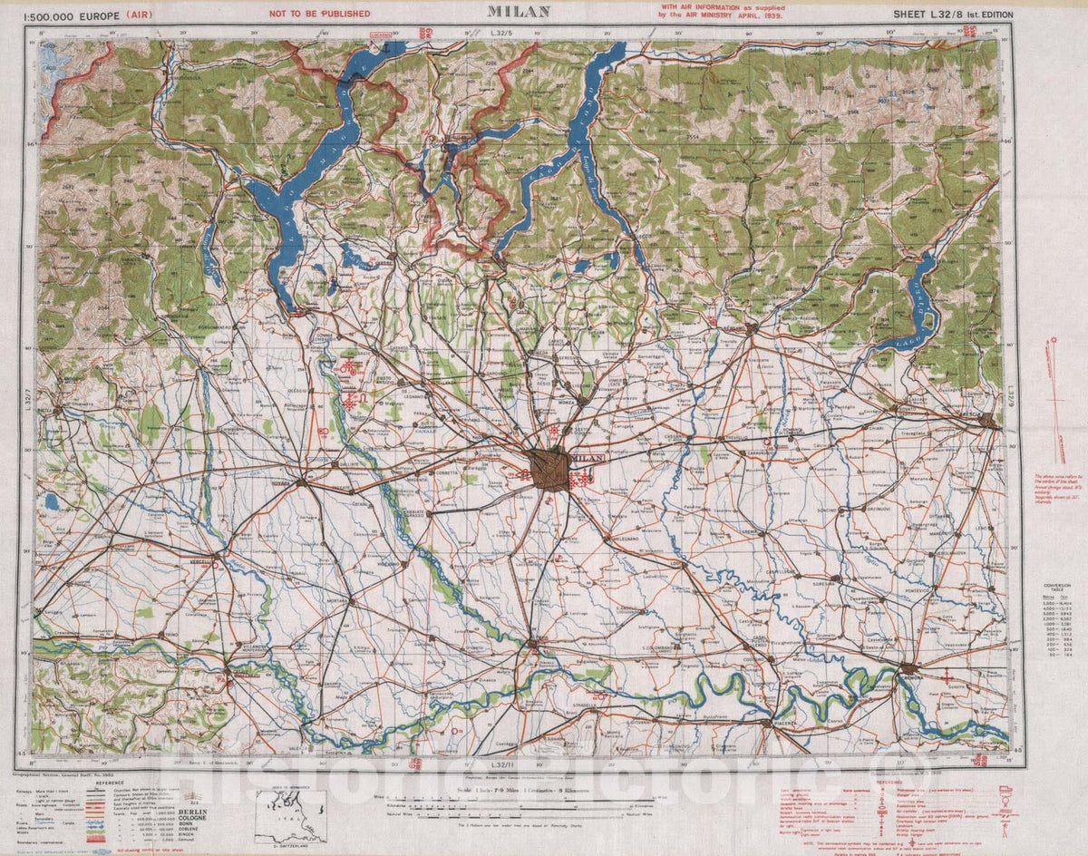 Historic Map : Milan. Sheet L. 32/8 1st. Edition, 1944, Vintage Wall Decor