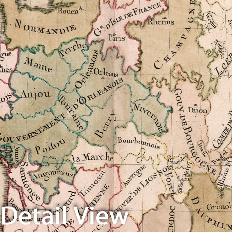 Historic Map : Carte de France divisee en ses douze anciens Gouvernemens, 1765, Vintage Wall Decor