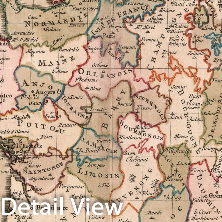 Historic Map : Carte des Villes de Guerre, et places fortifiees de la France, 1765, Vintage Wall Decor