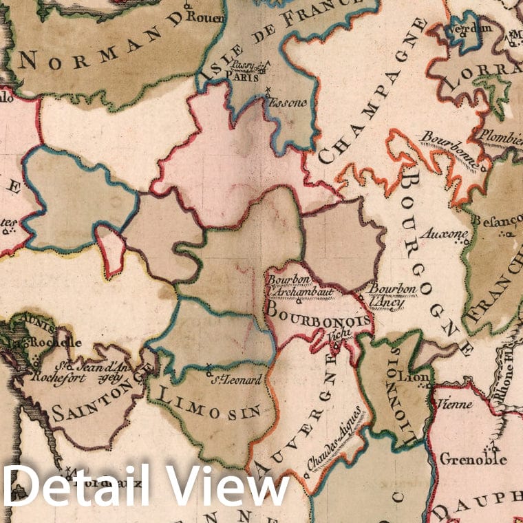 Historic Map : Carte des Chefs lieux des departemens Aaux. d'Artillerie, avec las arsenaux, 1765, Vintage Wall Decor