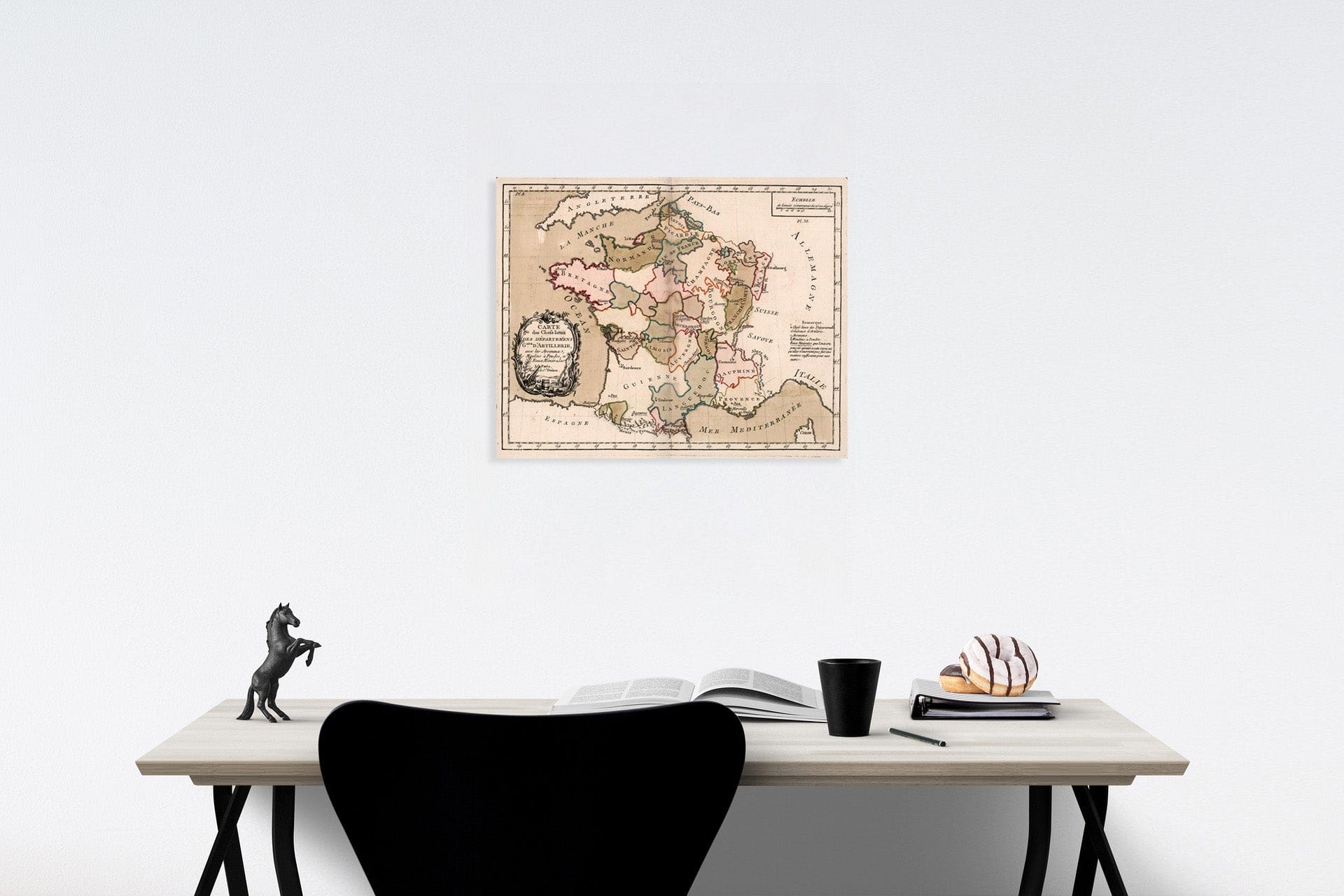 Historic Map : Carte des Chefs lieux des departemens Aaux. d'Artillerie, avec las arsenaux, 1765, Vintage Wall Decor
