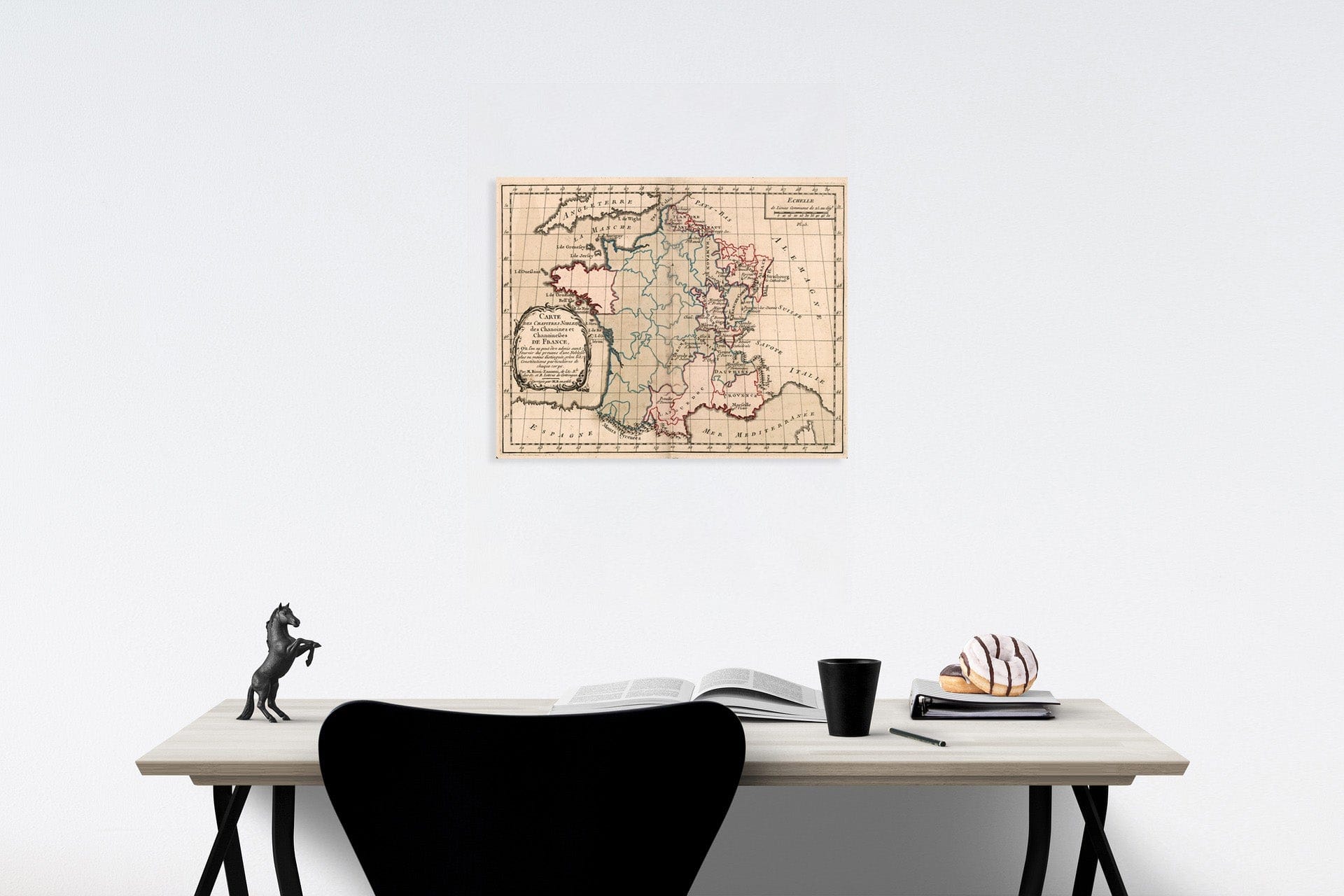 Historic Map : Carte des chapitres nobles, des chanoines et chanoinesses de France, 1765, Vintage Wall Decor