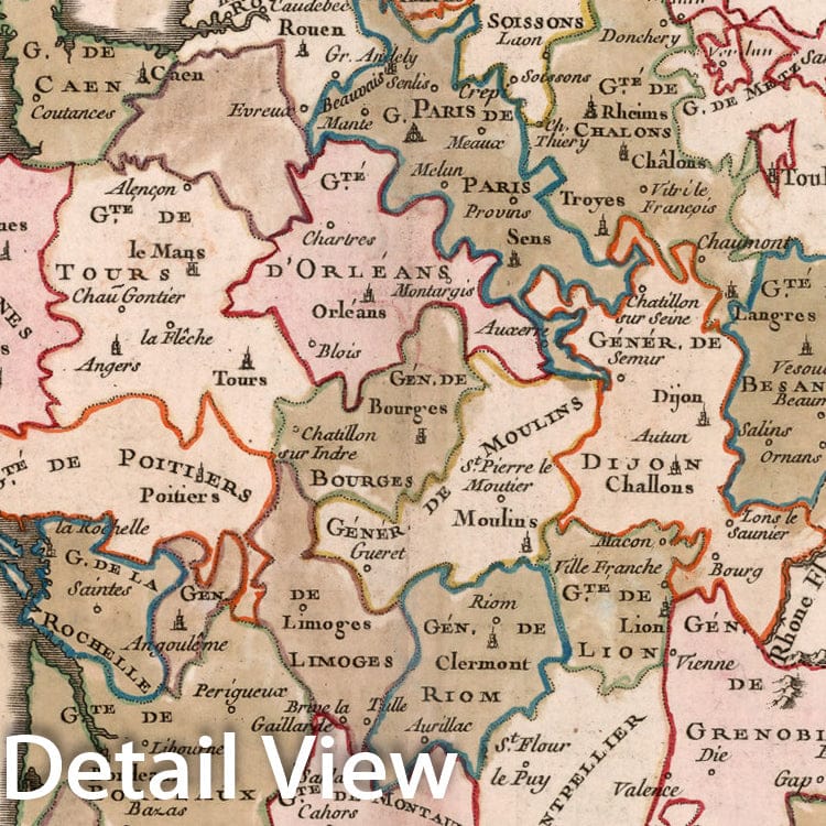 Historic Map : Tableau general des CXVIII. Presidiaux de France, 1765, Vintage Wall Decor