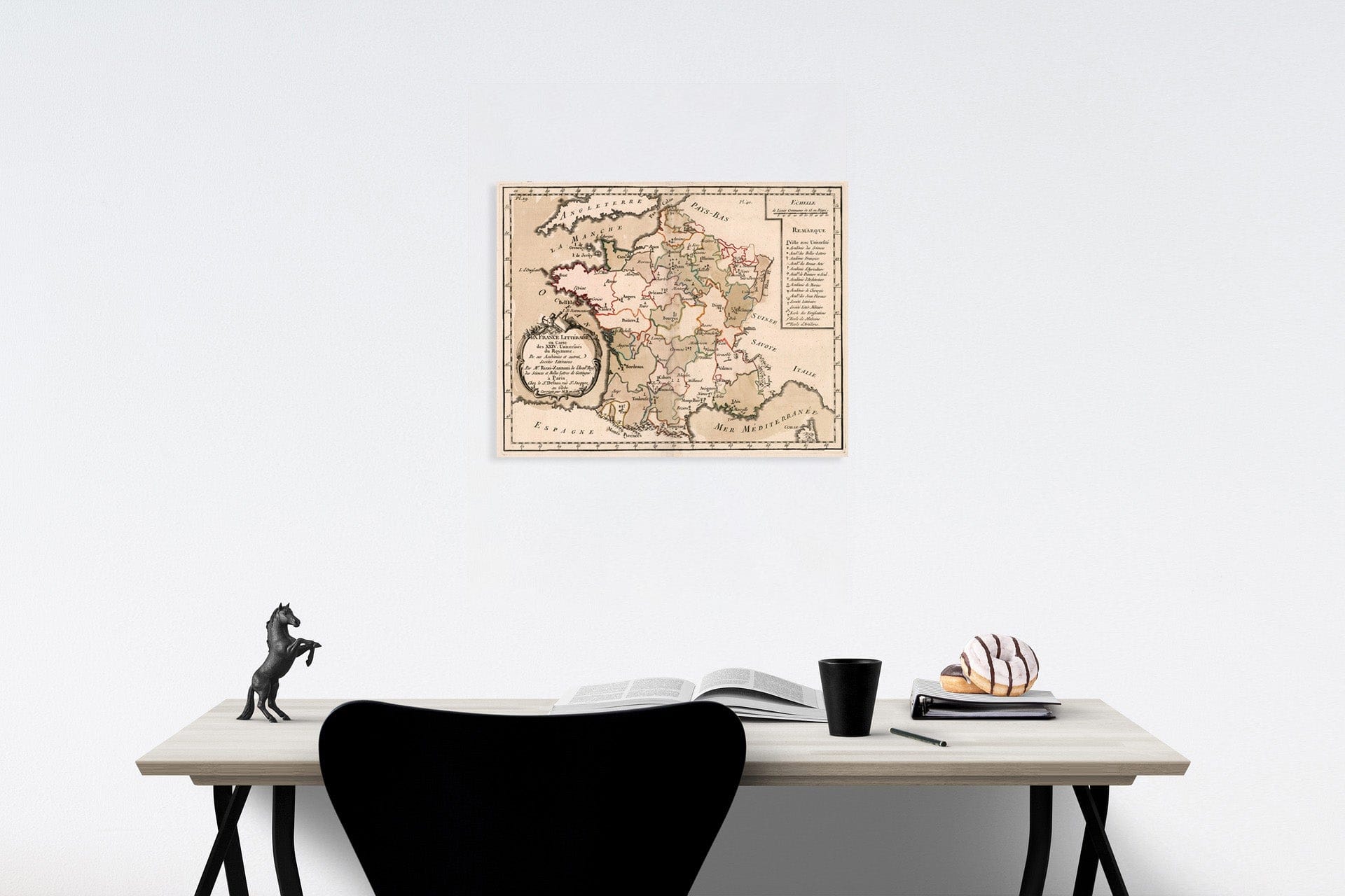 Historic Map : La France, litteraire, ou carte des XXIV universites du Royaume, 1765, Vintage Wall Decor