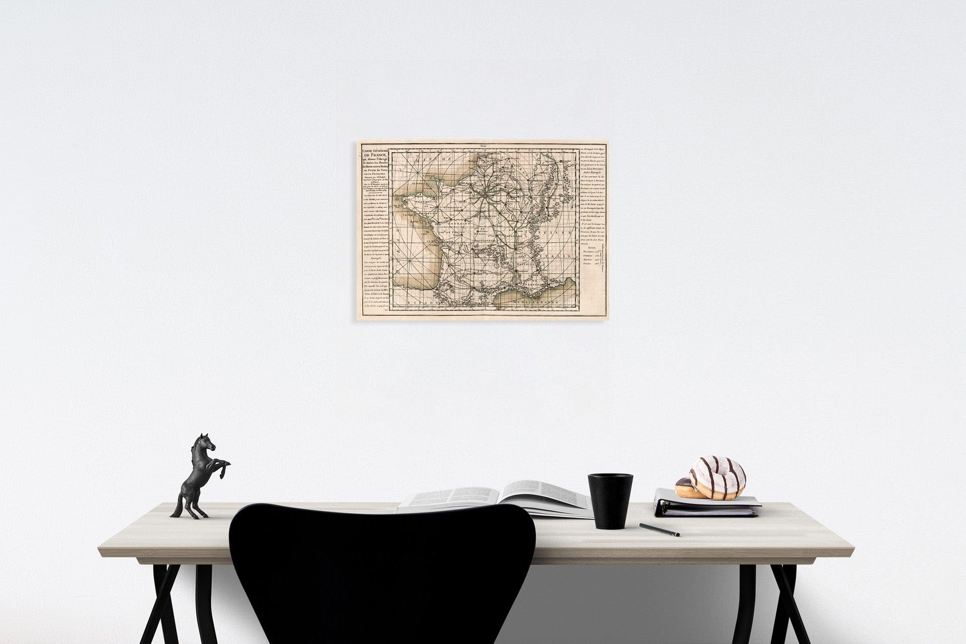 Historic Map : Carte generale de France, qui donne l'abrege de toutes les routes de L'indicateur fidele, 1765, Vintage Wall Decor