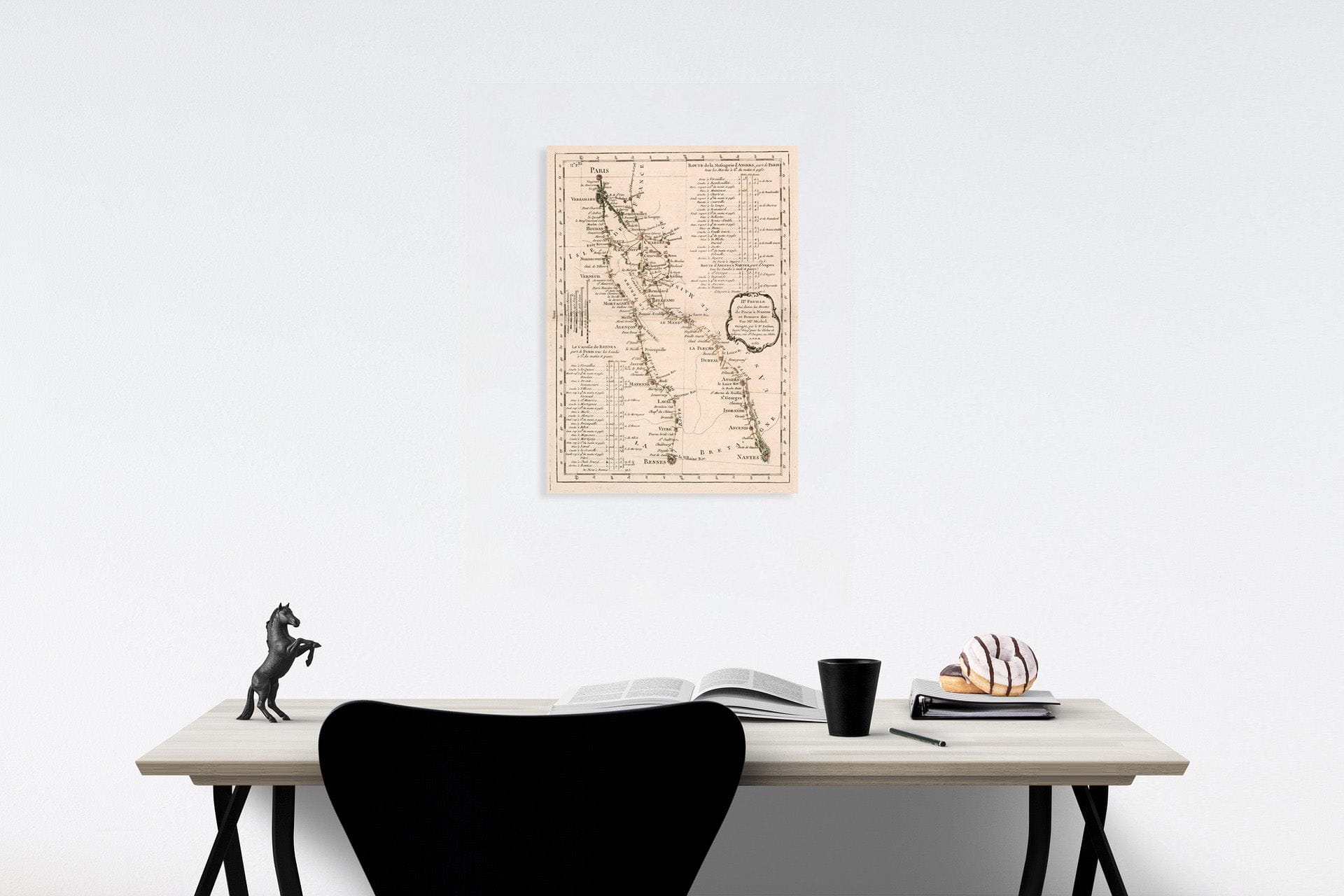 Historic Map : IIe. Feuille qui donne les routes de Pris a Nantes et Rennes &c., 1765, Vintage Wall Decor