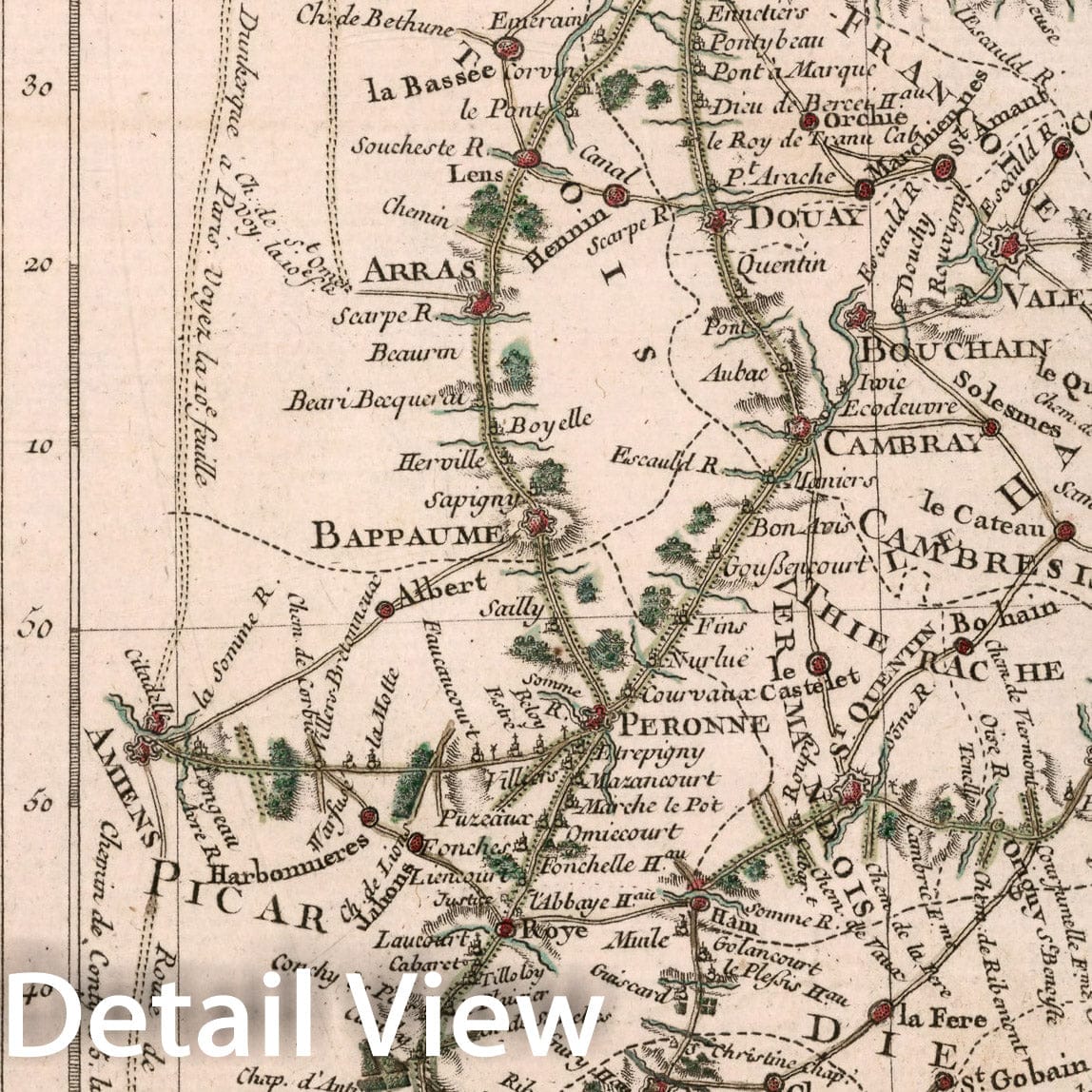 Historic Map : IX Feuille, L'indicateur fidele, du voyageur Francois, qui donne toutes les routes des provinces de Picardie, 1765, Vintage Wall Decor