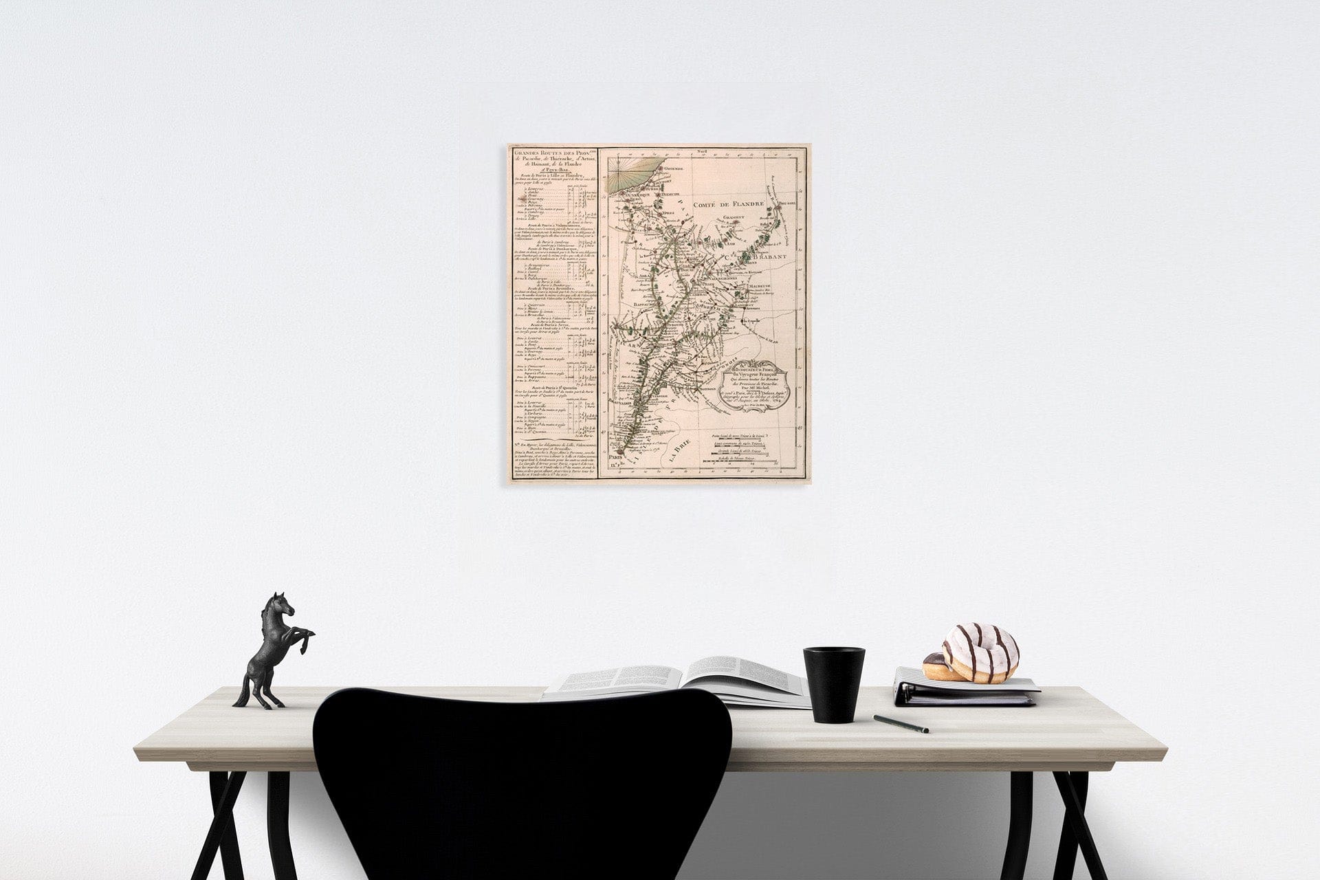 Historic Map : IX Feuille, L'indicateur fidele, du voyageur Francois, qui donne toutes les routes des provinces de Picardie, 1765, Vintage Wall Decor