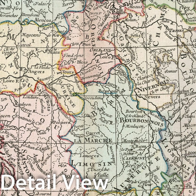 Historic Map : Pl. 12.13. La France, Divisee en ses quarante Gouvernemens Generaux et Militaires, 1786, v2, Vintage Wall Decor
