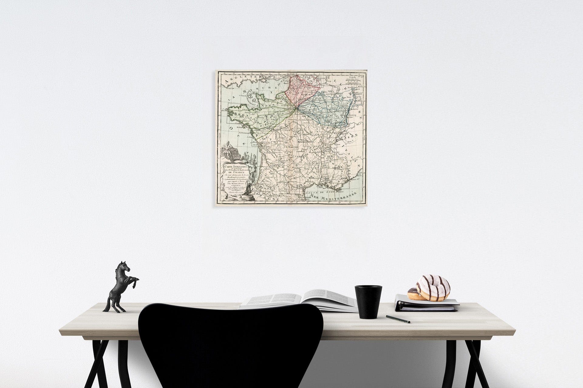Historic Map : Pl. 14. Carte Itineraire et Generale des eighteen Feuilles de l'Indicateur De France, 1786, Vintage Wall Decor