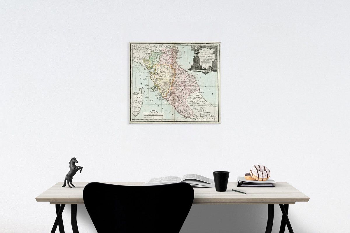 Historic Map : Pl. 19. Etats de l'Eglise, de Toscane, Modene et Luques, 1786, Vintage Wall Decor