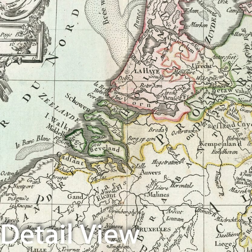 Historic Map : Les Pays Bas Francois, Autrichiens, et Hollandois, 1786, v2, Vintage Wall Decor
